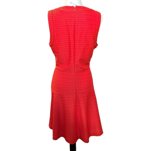 Donna Morgan | Sunset Orange Textured Eyelet Princess Flare Dress, Size 10, EUC - Picture 4 of 7